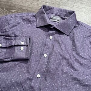 Michael Kors Shirt Mens Large Purple Long Sleeve Button Up‎ Preppy Casual Adult
